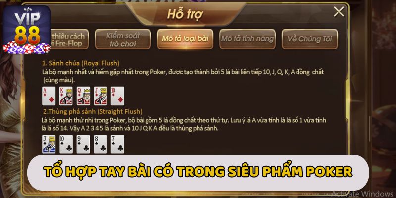 Tổ hợp tay bài có trong siêu phẩm Poker