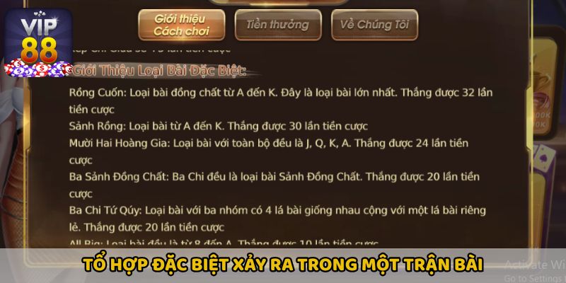 Tổ hợp đặc biệt xảy ra trong một trận bài
